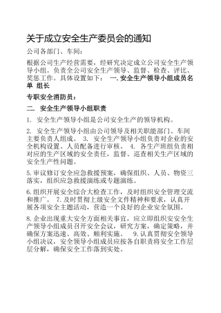 关于公司成立安全生产委员会文件.docx