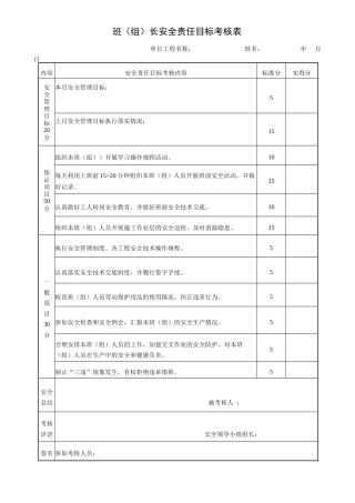 班（组）长安全责任目标考核表.doc