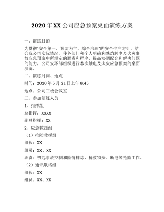 202X 年XX公司应急预案桌面演练方案.docx