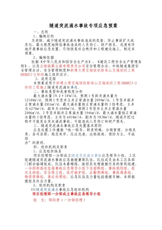 隧道突泥涌水事故专项应急预案.doc