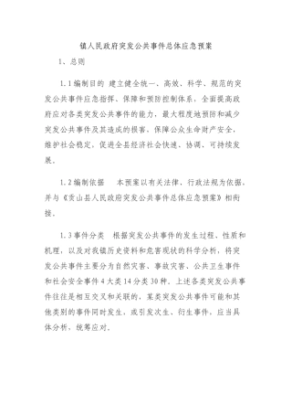 镇人民政府突发公共事件总体应急预案.doc