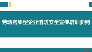 31.劳动密集型企业消防安全宣传培训要则.ppt