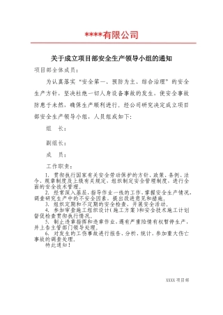 关于成立项目部安全生产领导小组的通知.doc