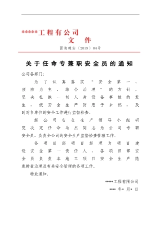 5、关于任命专兼职安全员的通知4号.doc