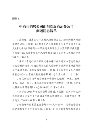 最新：2024国务院安委会督导组检查问题隐患清单（16家企业195页共计问题983项）(2).pdf