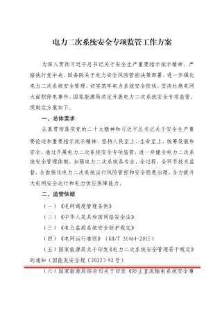 电力二次系统安全专项监管工作方案.doc