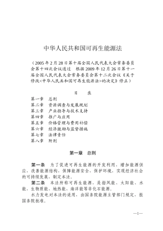 中华人民共和国可再生能源法2009.docx