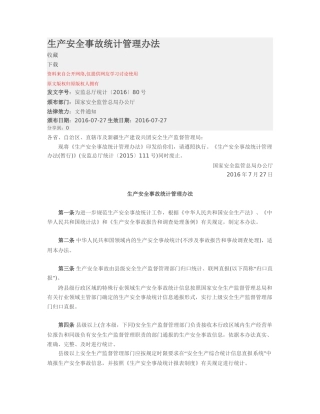 生产安全事故统计管理办法2016.docx
