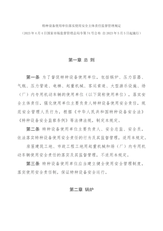 特种设备使用单位落实使用安全主体责任监督管理规定2023.docx
