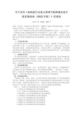 国家发展改革委等部门关于发布《高耗能行业重点领域节能降碳改造升级实施指南（2022年版）》的通知.pdf
