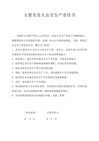 主要负责人安全责任书.doc