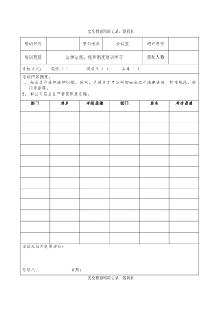4.安全教育培训记录、签到表.doc