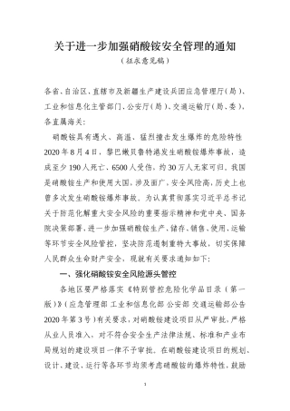 2021年5月发布《关于进一步加强硝酸铵安全管理的通知》.doc