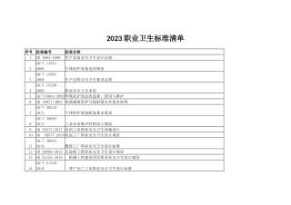 【清单】2023年职业卫生标准清单（2023年更新）.docx