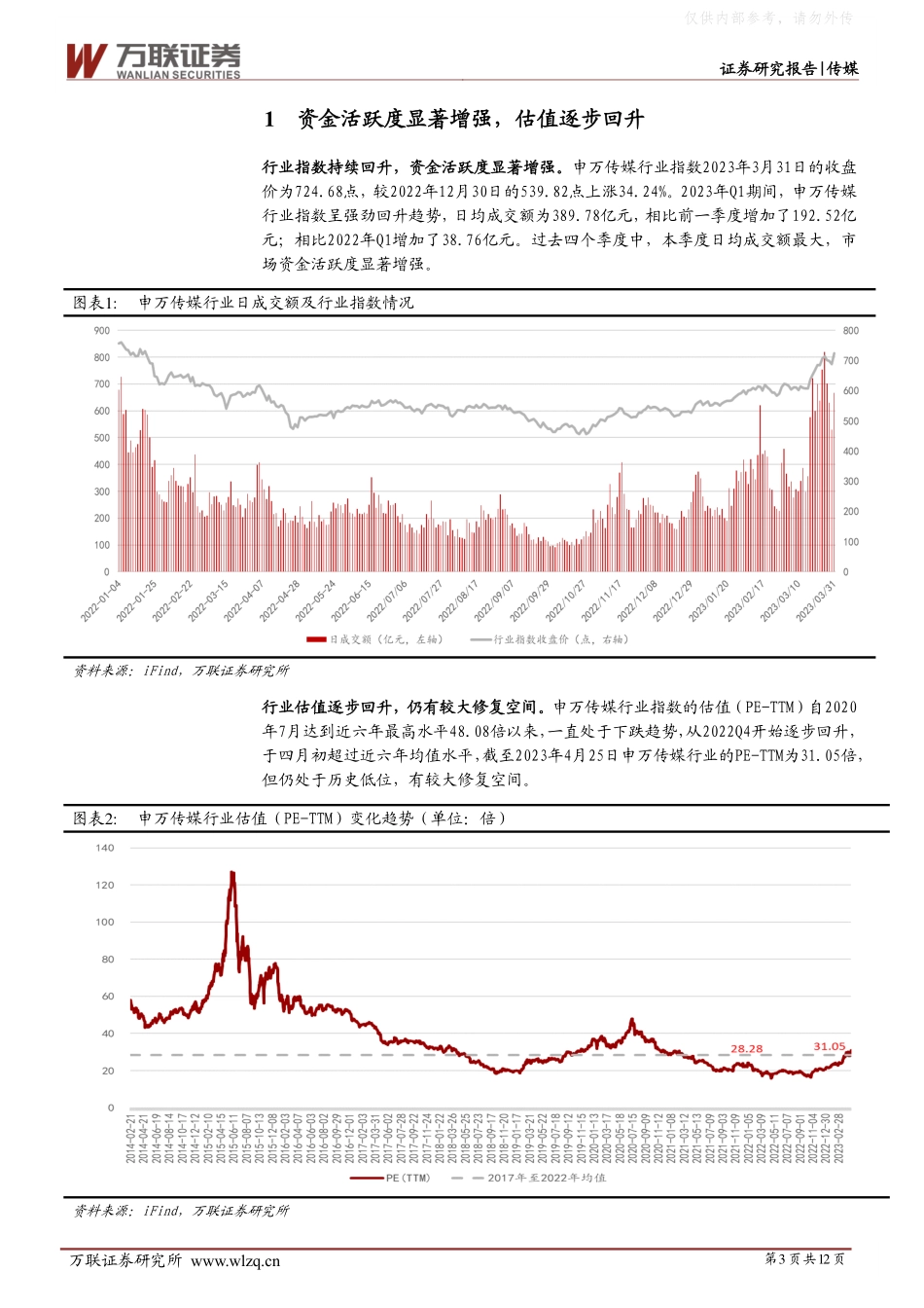 万联证券-传媒行业跟踪报告：基金重仓低配比例缩减，抱团现象显著性减弱-230428.pdf_第3页