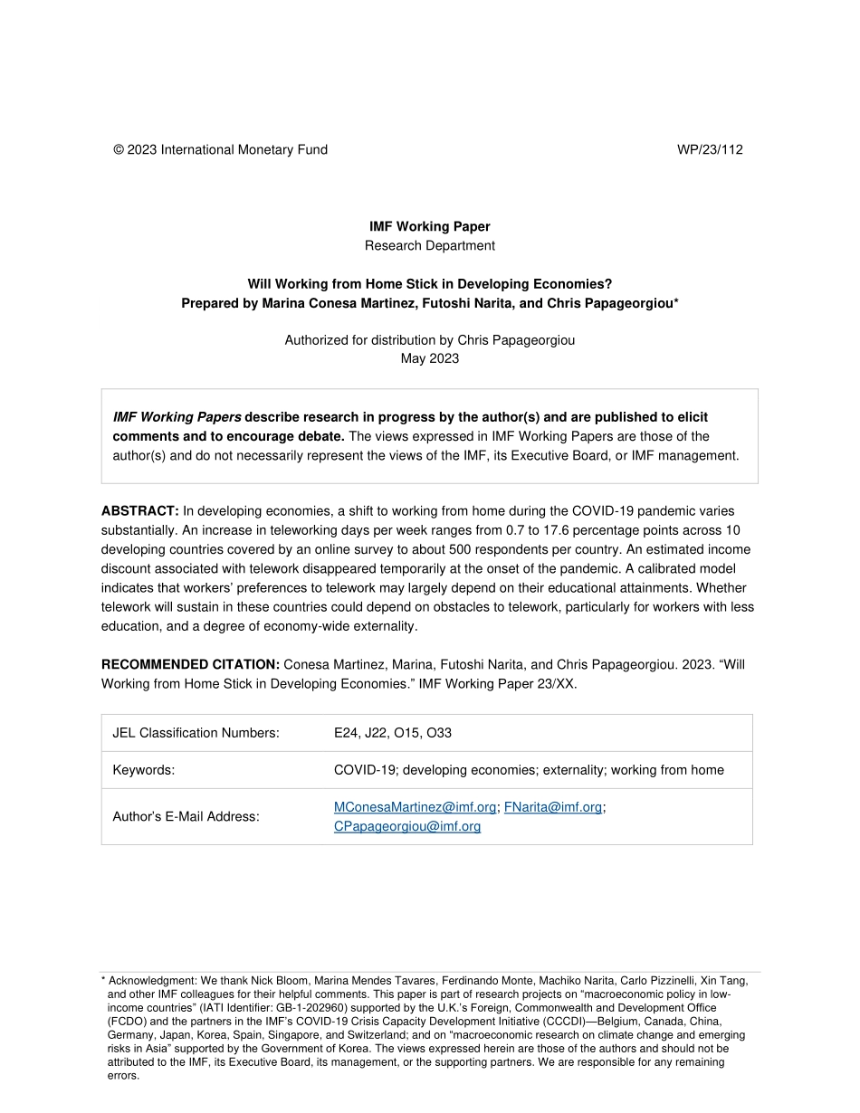 IMF-在家工作在发展中经济体会继续吗？（英）-2023.5-44页.pdf_第3页