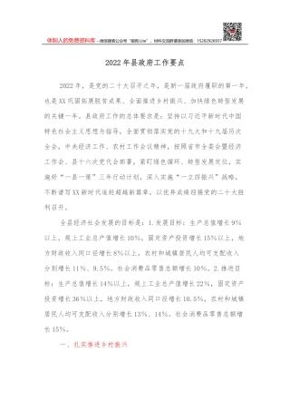 2022年县政府工作要点