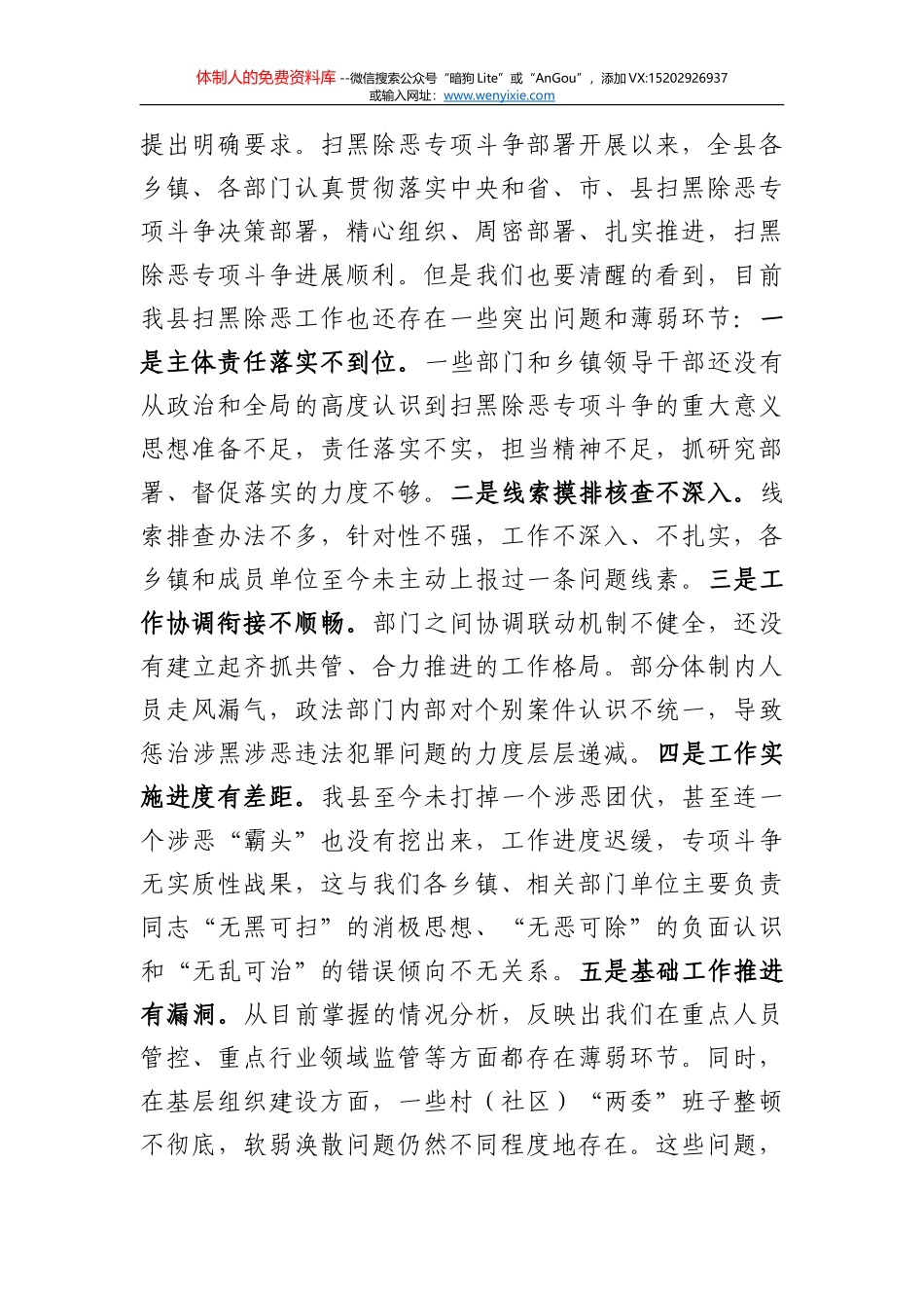 副县长、公安局长王峰发表扫黑除恶专项斗争电视讲话_第2页