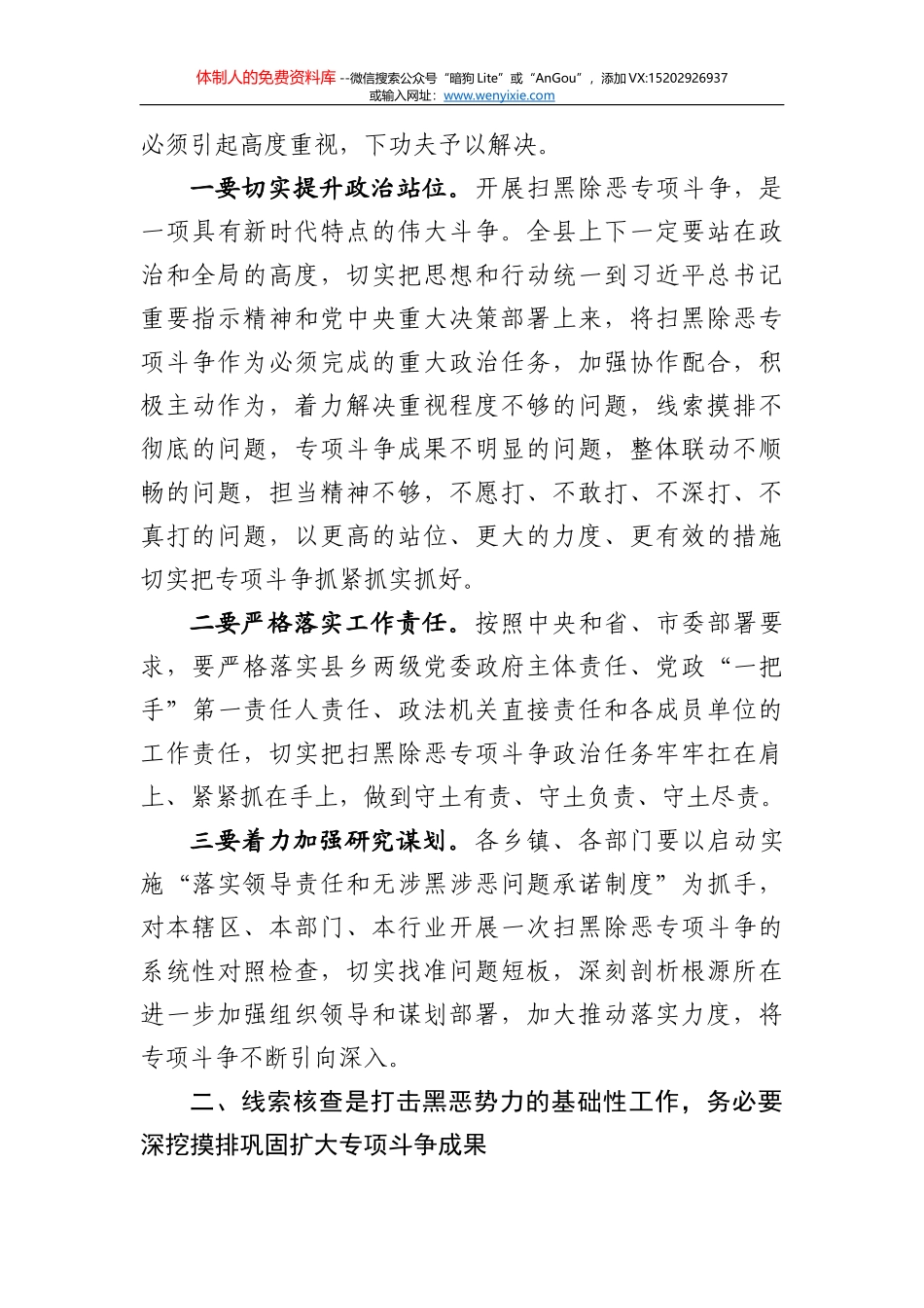 副县长、公安局长王峰发表扫黑除恶专项斗争电视讲话_第3页