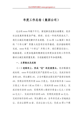 年度工作总结（集团公司）