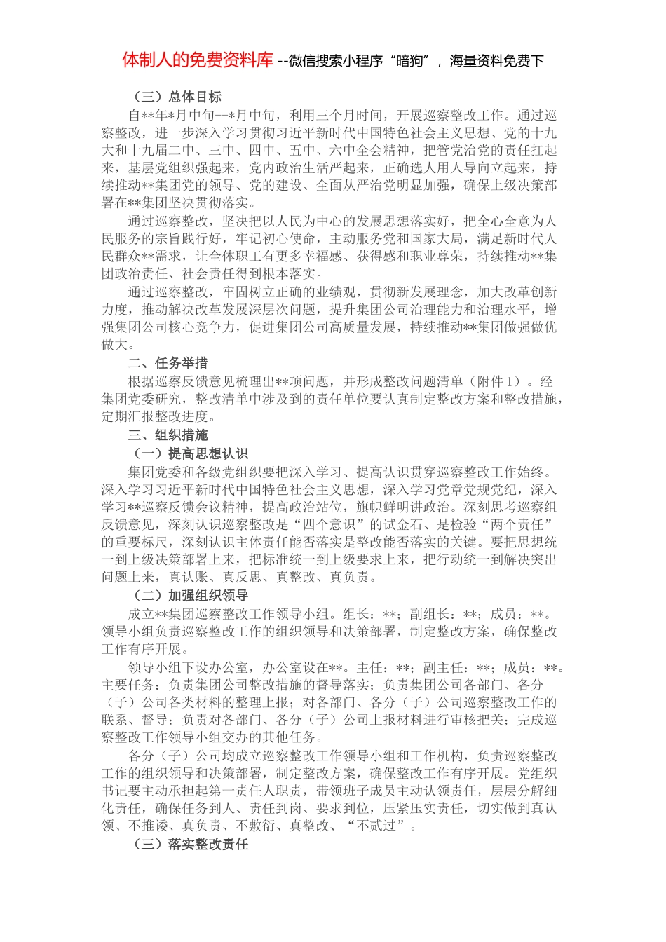 某国有企业落实巡察整改工作方案_第3页