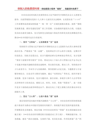 市农业农村局坚持党建引领乡村振兴工作总结