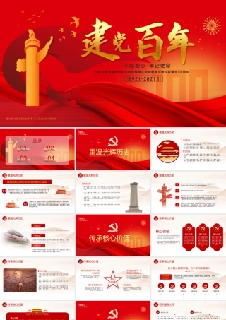 党课：建党100周年PPT模板 (29)