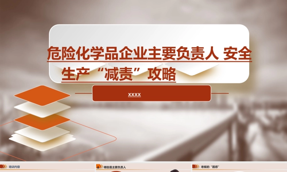 主要负责人安全生产“减责”攻略(危化企业)