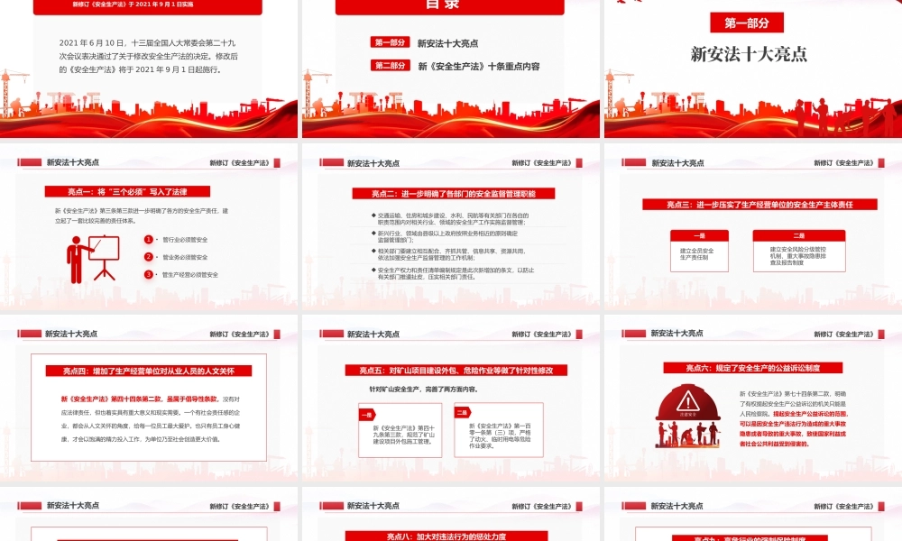 学习解读新安全生产法十大亮点PPT（20210926）