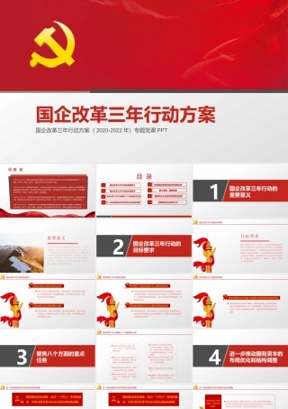 简洁严肃国企改革三年行动方案2020-2022专题党课PPT