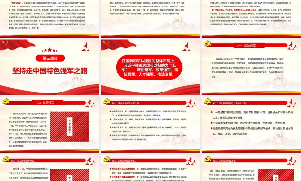 新时代的国防和军队建设PPT党政大气风热烈庆祝中国人民解放军建军95周年专题党课课件模板