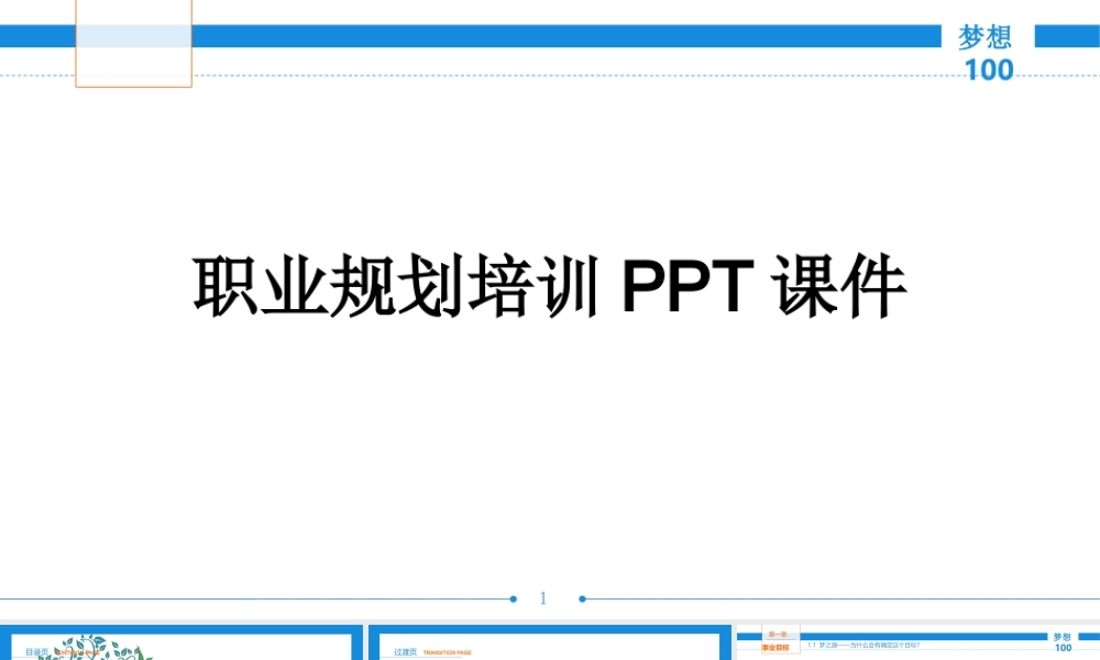 职业规划培训PPT课件