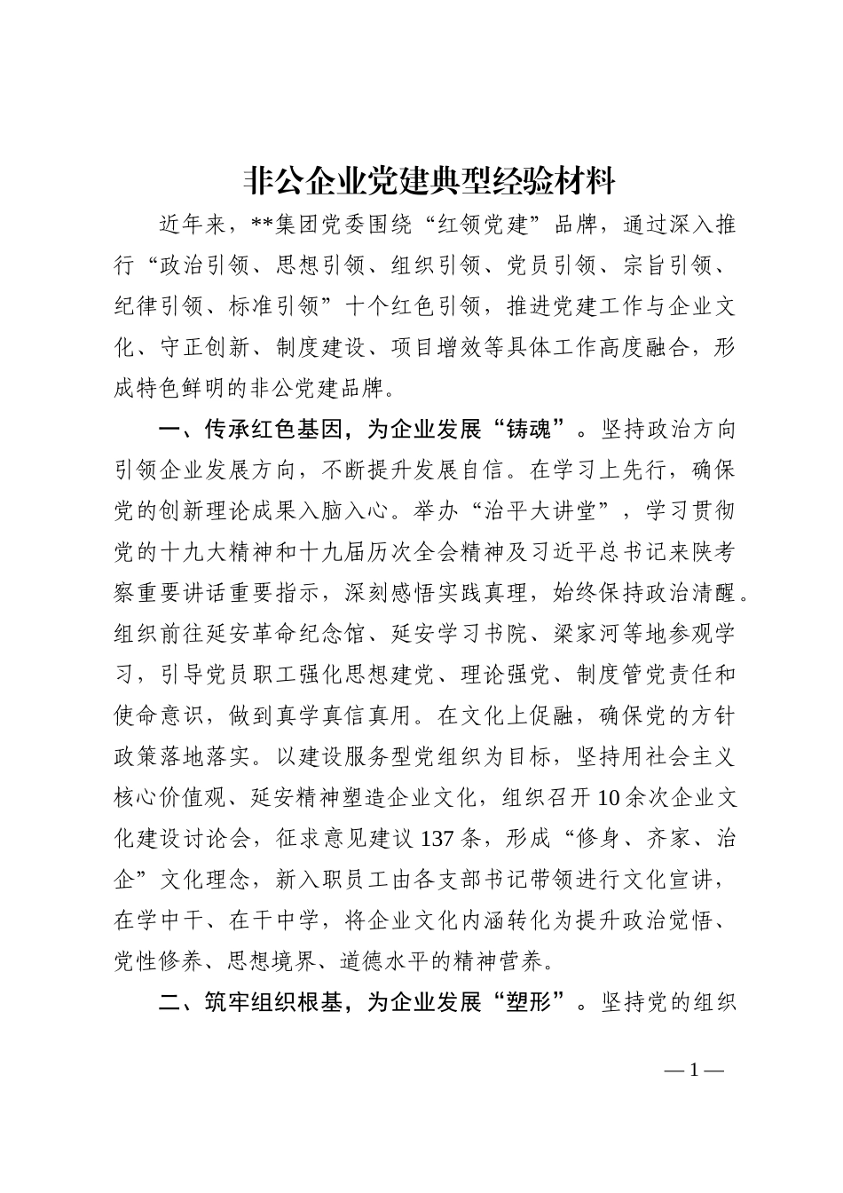 非公企业党建典型经验材料202210_第1页