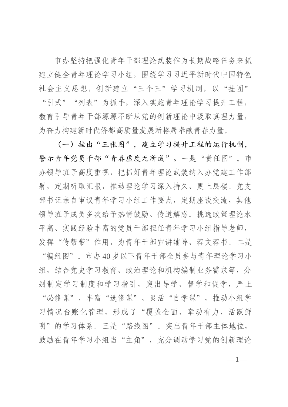 市某办强化青年干部理论武装工作经验202210_第1页