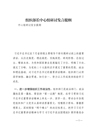 组织部长中心组研讨发言提纲_1202210