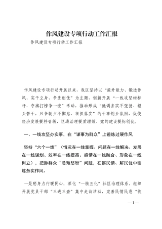 作风建设专项行动工作汇报202210