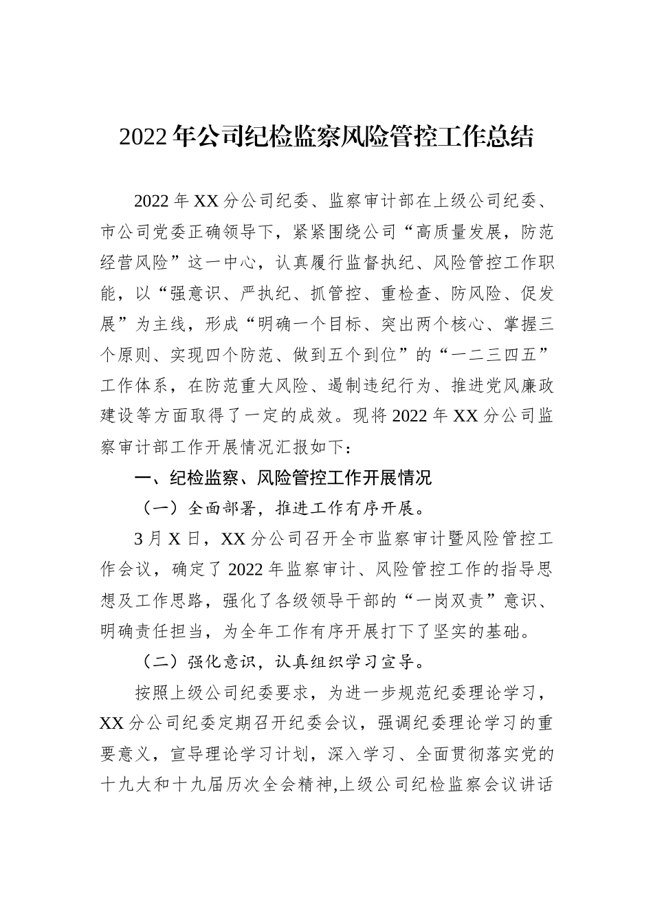 2022年公司纪检监察风险管控工作总结_第2页
