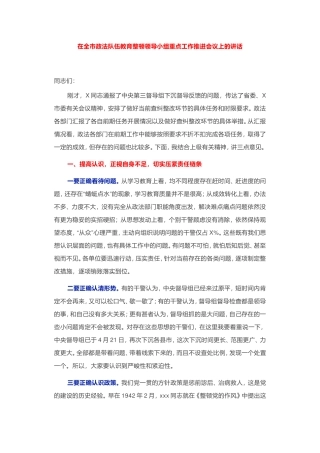在全市政法队伍教育整顿领导小组重点工作推进会议上的讲话20210508
