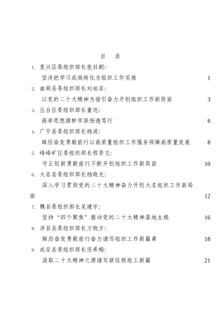 （9篇）邯郸市9位县区组织部长学习二十大报告心得体会汇编202211
