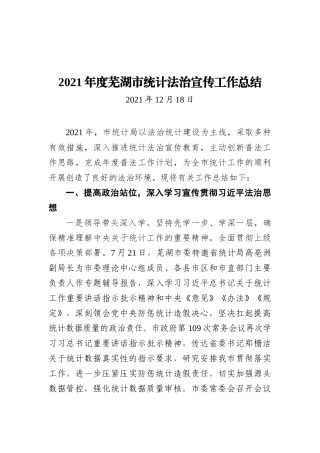 2021年度芜湖市统计法治宣传工作总结 (1)