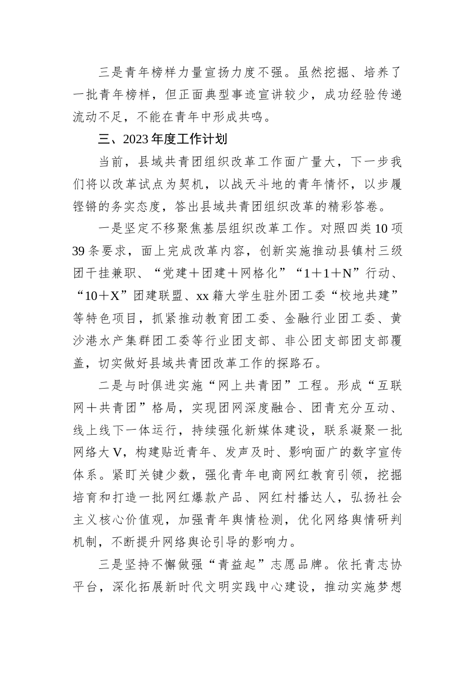 2022年共青团特色亮点工作总结暨2023年工作计划202212_第3页