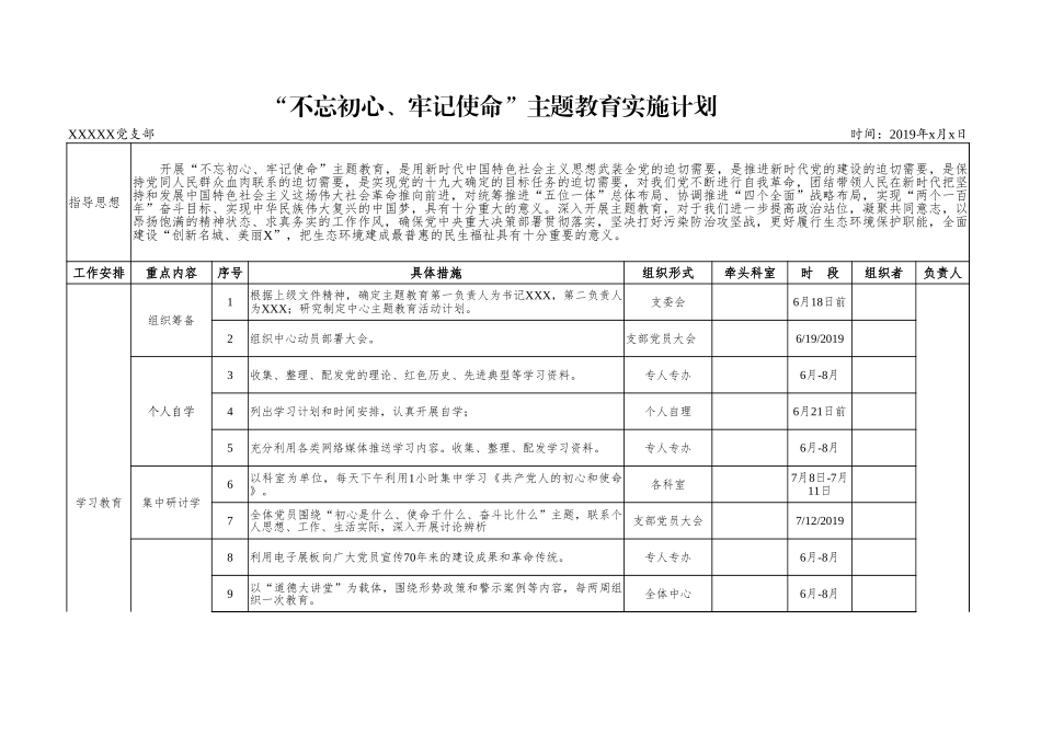 “不忘初心、牢记使命”主题教育实施计划表_第1页