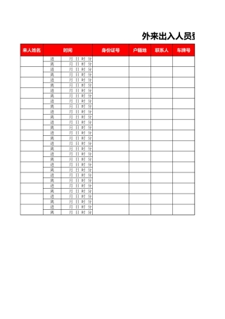 外来出入人员登记表