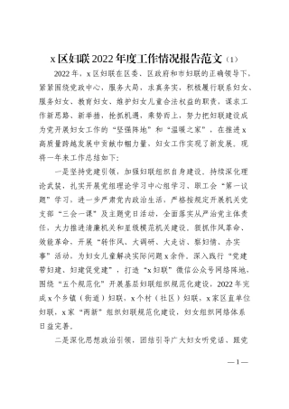 x区妇联2022年度工作情况报告4篇