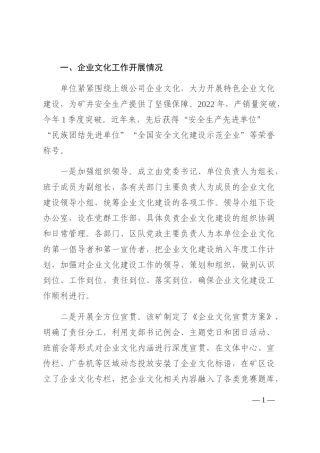 国有企业文化工作开展情况总结202210