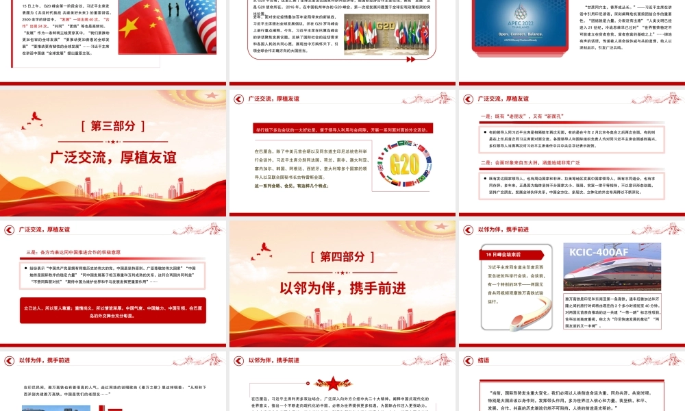 2022二十国集团领导人第十七次峰会PPT精美风从巴厘岛之行感受中国担当和中国贡献专题党课课件模板