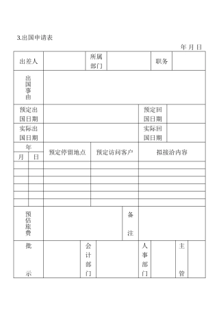 3.出国申请表