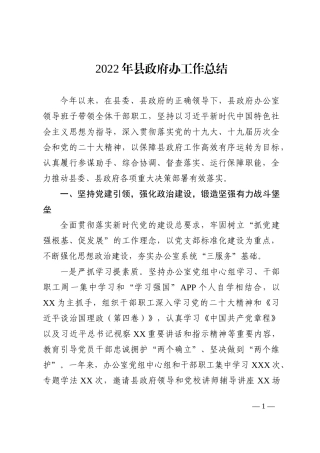2022年县政府办工作总结