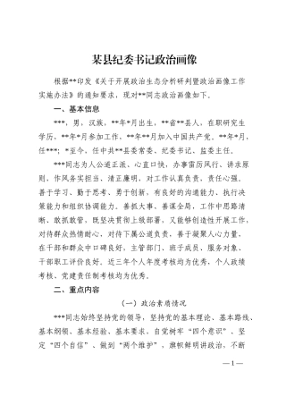 某县纪委书记政治画像