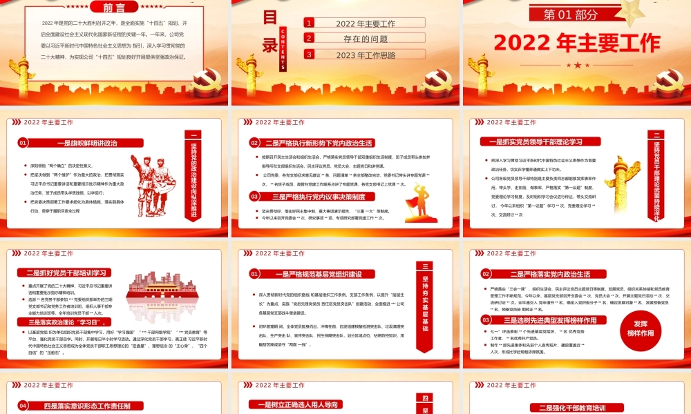 2022年基层党建工作总结PPT模板（20221230）